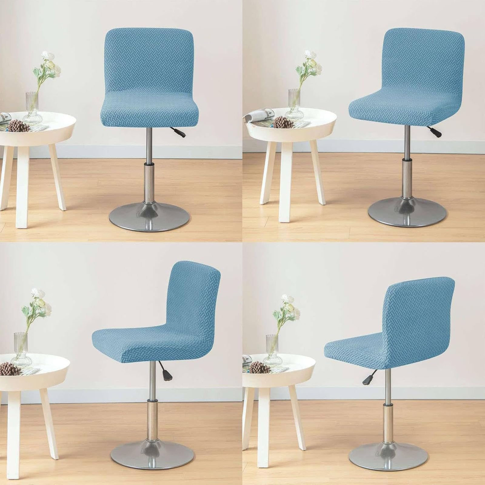 Juego de 4 fundas cuadradas para taburetes de bar con respaldo, fundas protectoras para sillas de comedor, aptas para mascotas, a prueba de niños, fácil cuidado (negro)