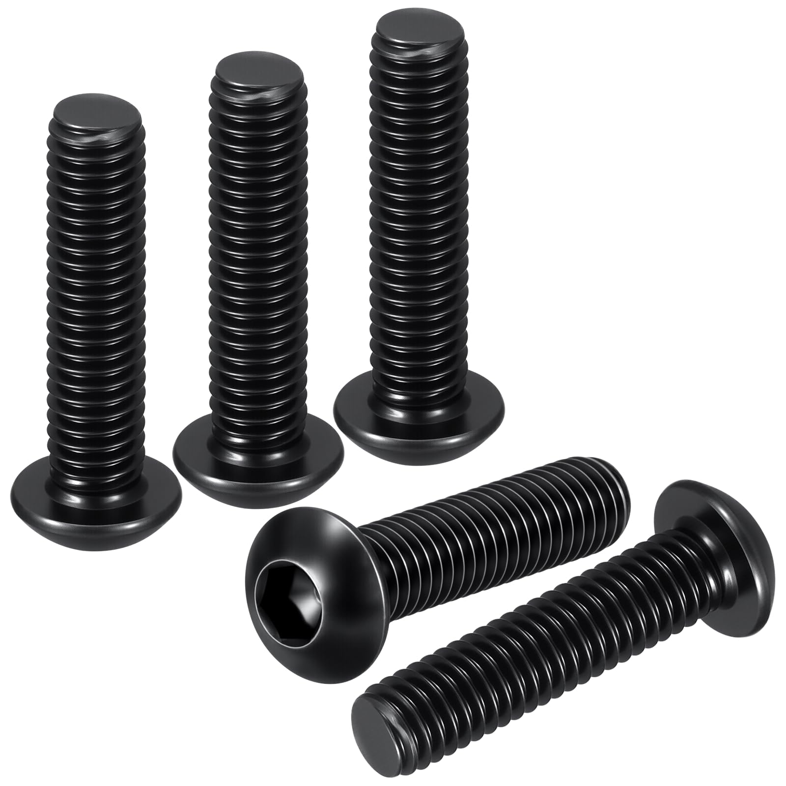 DTGN M6-1x25mm Button Head Socket Cap Screws - 50Pack - Good for Road Bicycle, Mountain Bike, Auto, Motorcycle - Carbon Steel Black Oxide - Hex Drive Fasteners