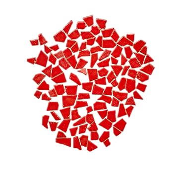 Red Ceramic Mosaic Tiles Assorted Sizes and Shape Bulk Small Ceramic Tile Mosaic Pieces Crafts Supplies for Bathroom Outdoor Floor Coasters Flowerpots Vases(1-2cm,200g)