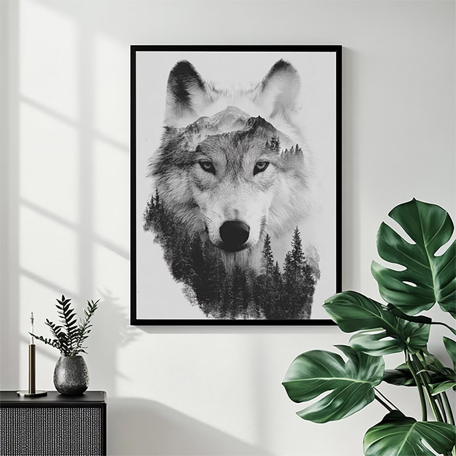 Wolf malowanie według liczb dla dorosłych, malowanie według numerów zestawy drzew, zestaw DIY malowanie według numerów z pędzlami i farbą akrylową, kreatywne hobby dla dorosłych, wystrój domu, prezent