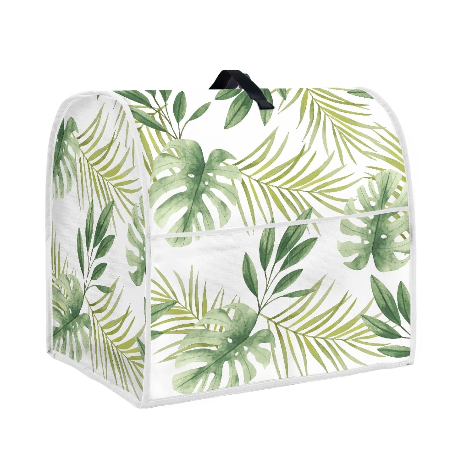 TOADDMOS Green Leaves Print Stand Mixer Cover,Protective Dust Cover with Top Handle and Pockets Compatible with 6-8 Quarts