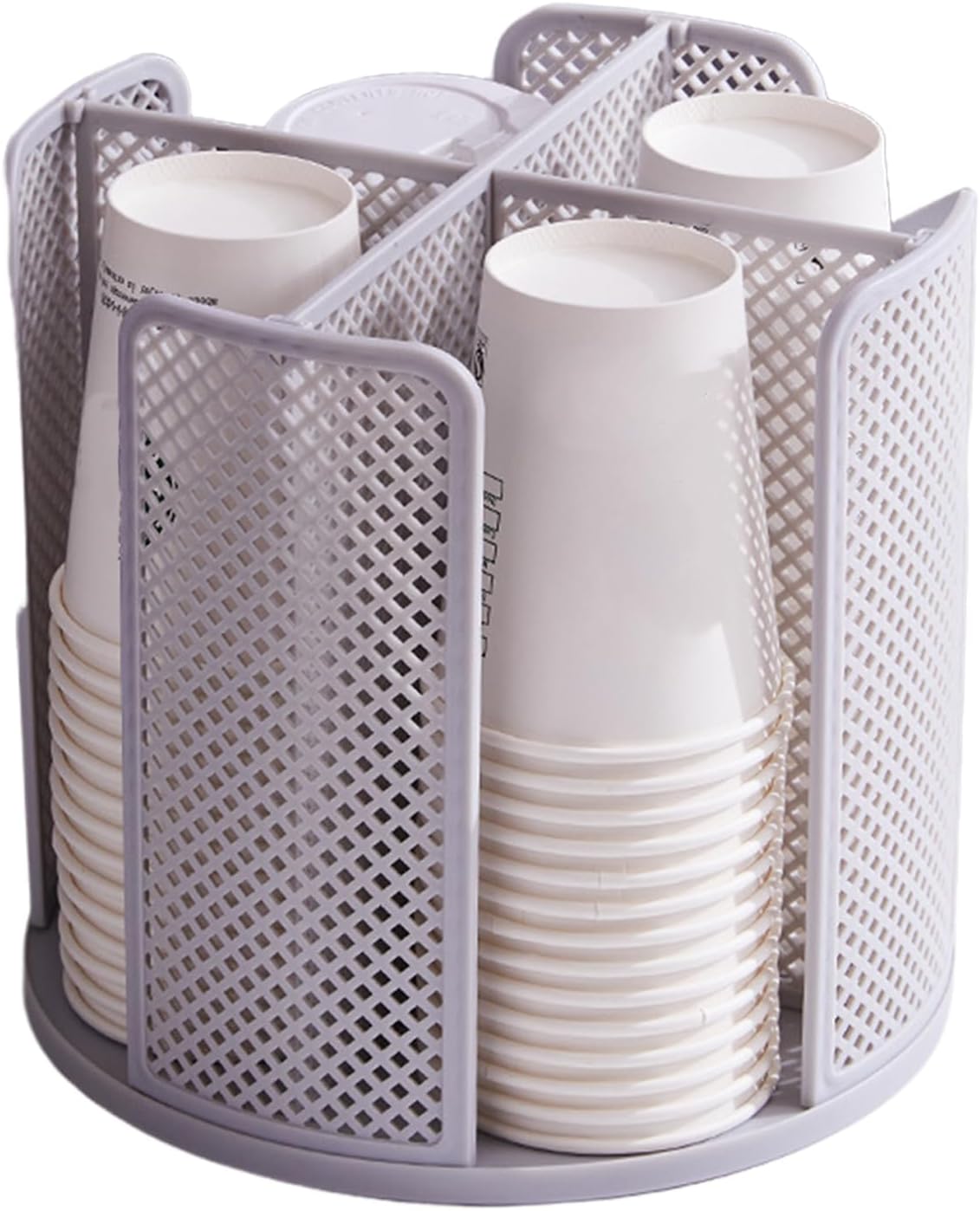 BigKingRotatable Cup and Lid Organizer with 4 Compartments, Coffee Cup Organizer for Restaurant, Paper Cup Storage Holder for Countertop,Bathroom Kitchen,Bedroom,Coffee Shop