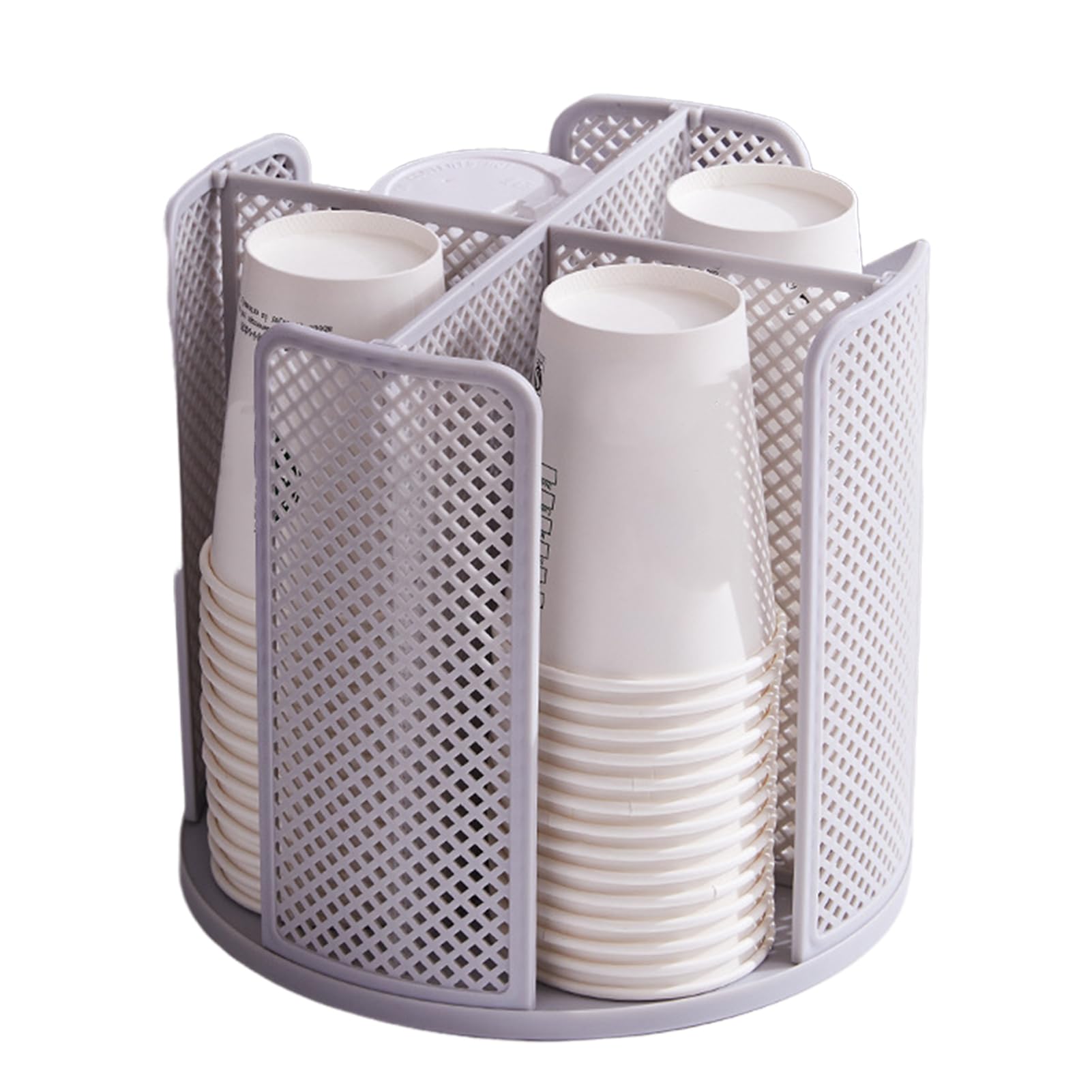 BigKingRotatable Cup and Lid Organizer with 4 Compartments, Coffee Cup Organizer for Restaurant, Paper Cup Storage Holder for Countertop,Bathroom Kitchen,Bedroom,Coffee Shop