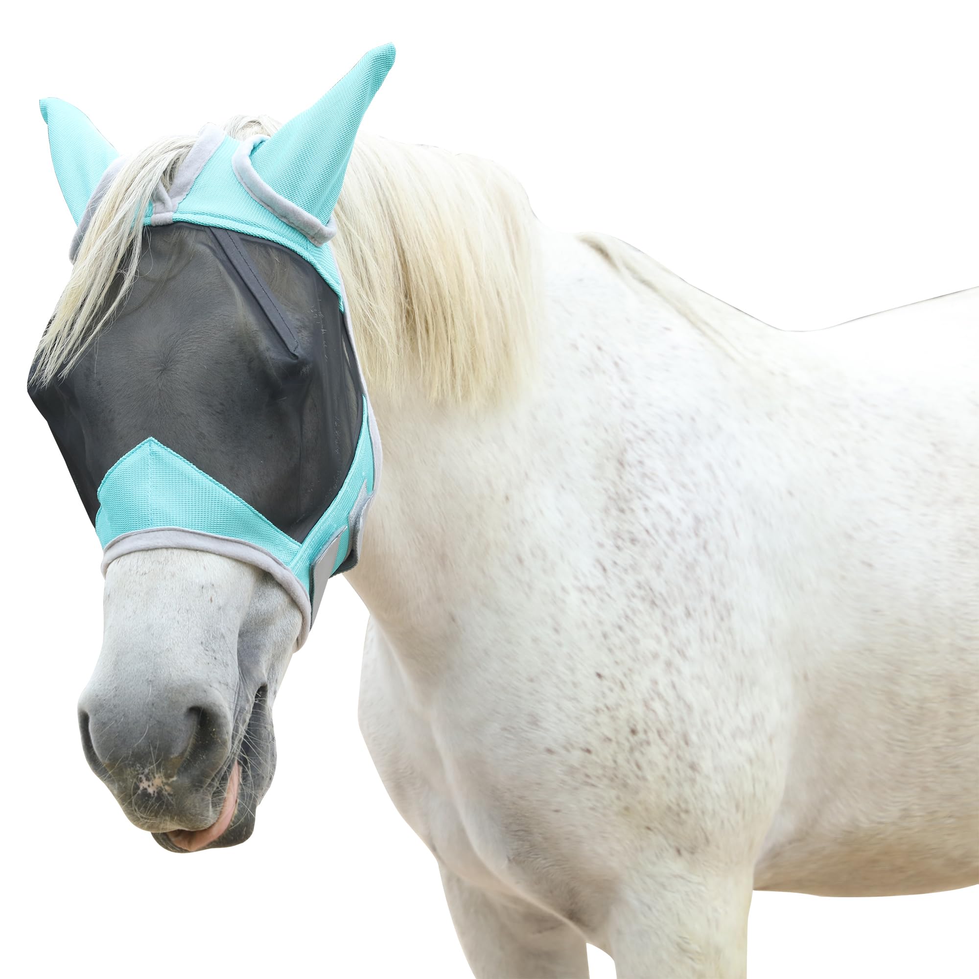 Horse Fly Mask with Ears Cover | Forelock Opening for Tangle-Free Mane Care | UV Protection & Breathable Mesh | No Rub Fit and Enhanced Visbility for