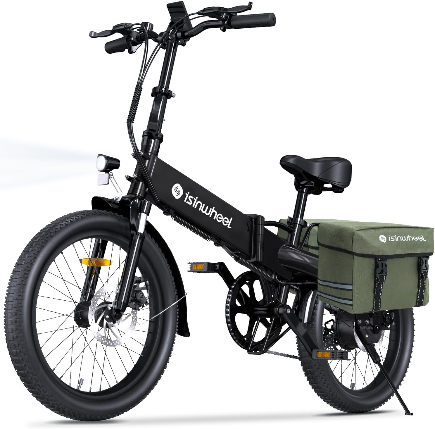 isinwheel U5 Pro E Bike for Adults Electric Bike with Front Suspension, 48V 500W Folding Ebikes for Adults, Aluminum Frame, 7 Speed Gear, 20mph Foldable Electric Bicycles, 20" Fat Tire Ebike