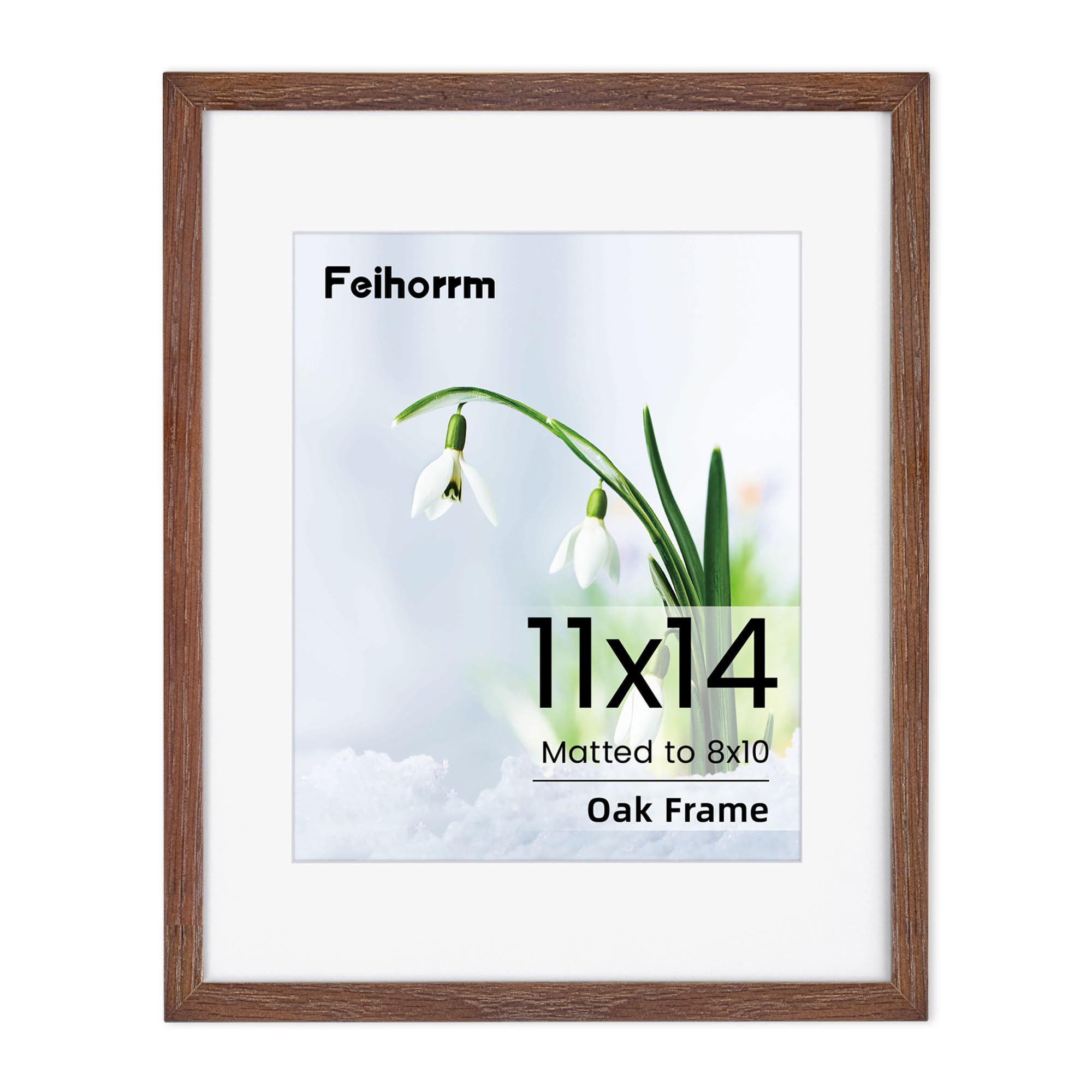 11x14 Frame Walnut Poster Frame 11x14 inch Picture Frames Large Solid Oak Wood 11x14 with Mat for 8x10 Inch Picture Frames Hang Portrait or Landscape for Wall Gallery Decor Art with Tempered Glass