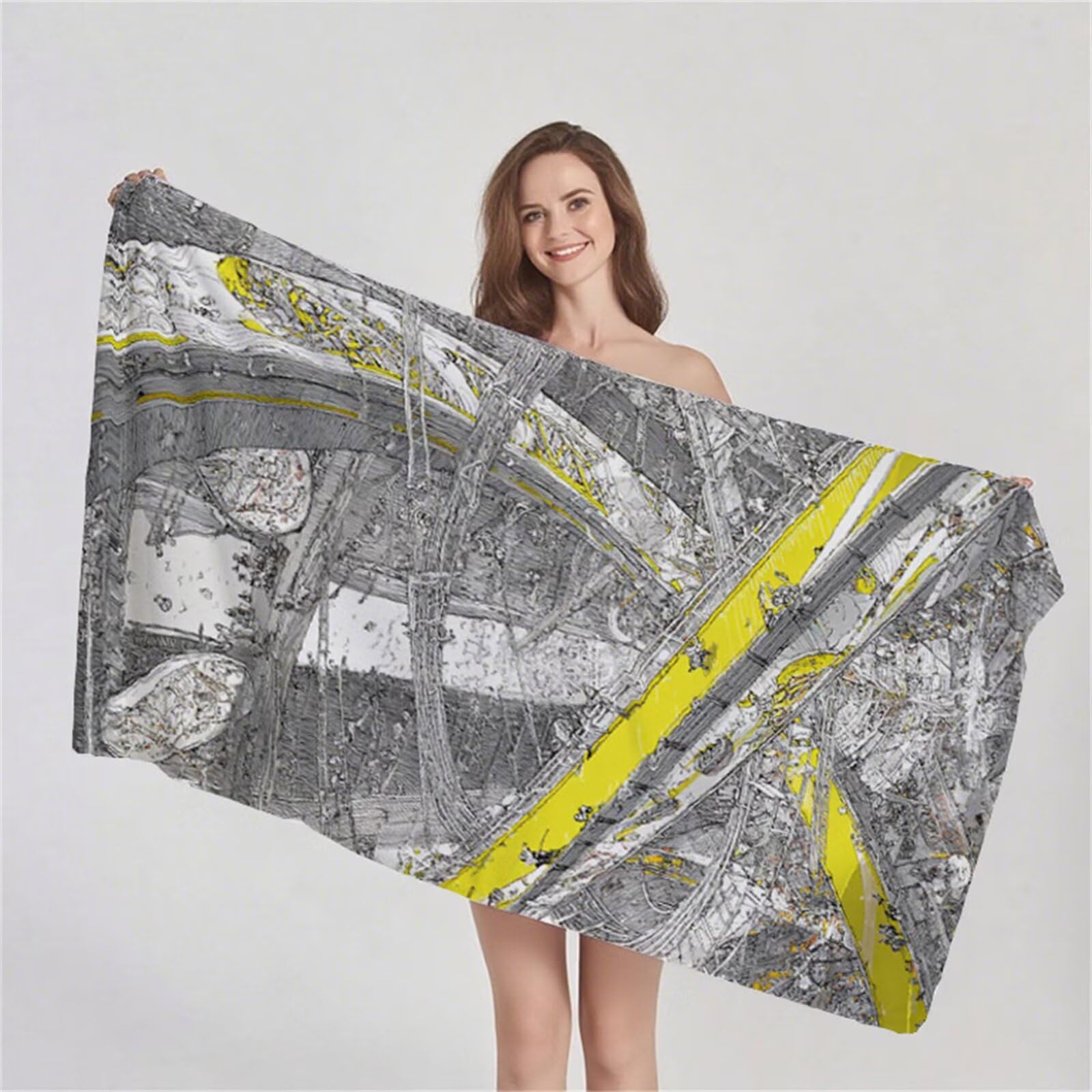 Telo Mare Microfibra 90x180 cm Telo Mare Grande, Asciugamano Palestra Assorbente Asciugatura Rapida, Asciugamano Mare Antisabbi Stuoia Spiaggia per Piscina, Viaggio 2 Set- Astratto Grigio G1-264