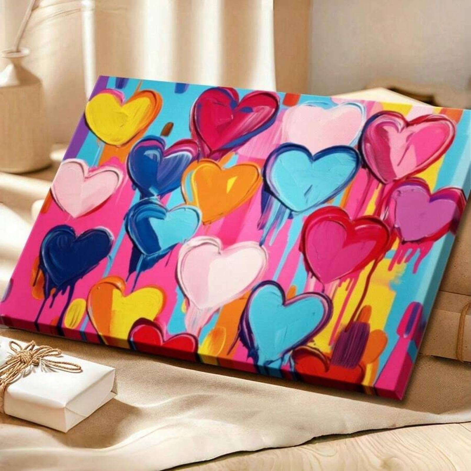 Affiche 70 x 100 cm grand format toile abstraite cœur graffiti - 8