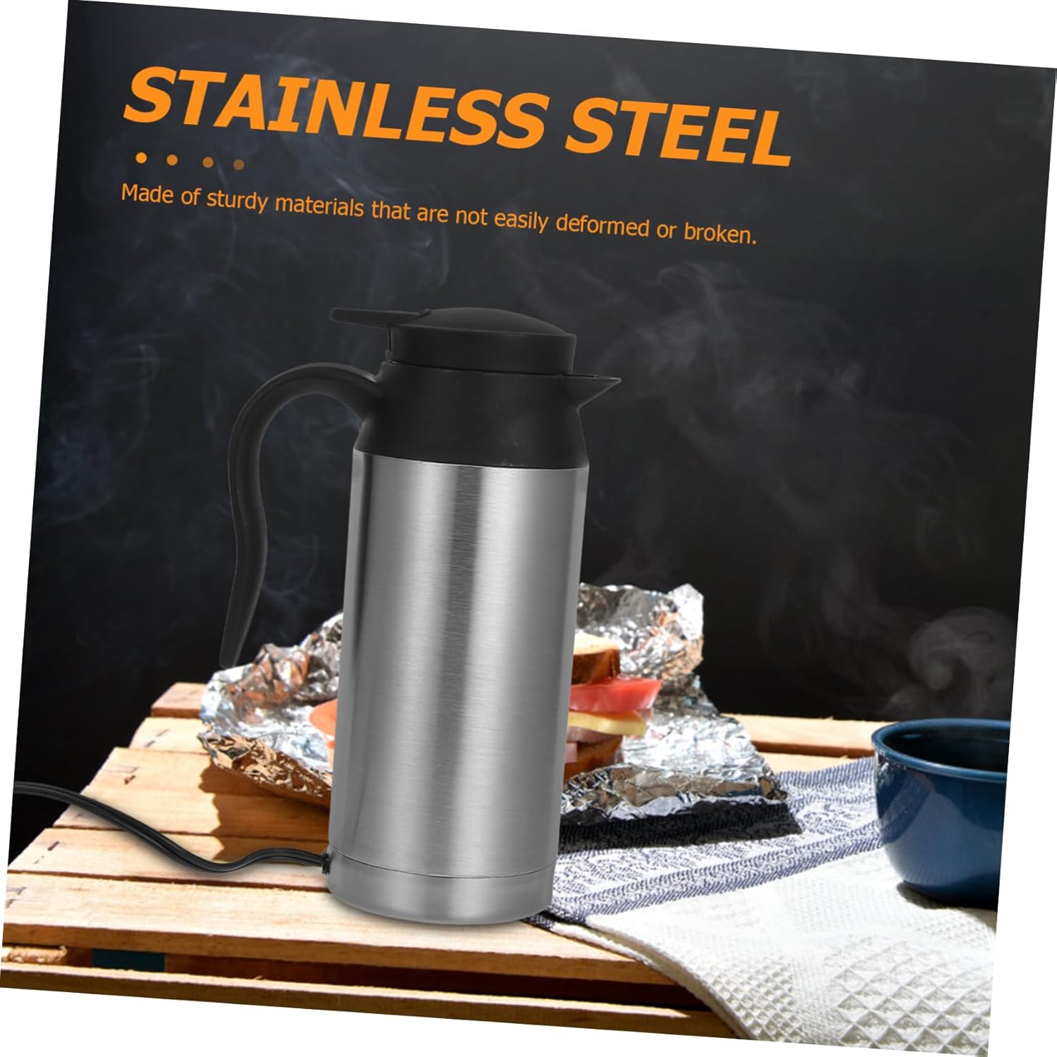 Zerodeko Truck Water Kettle Electric Tea Kettle Hot Water Boiler Large Capacity Stainless Steel Compact Design