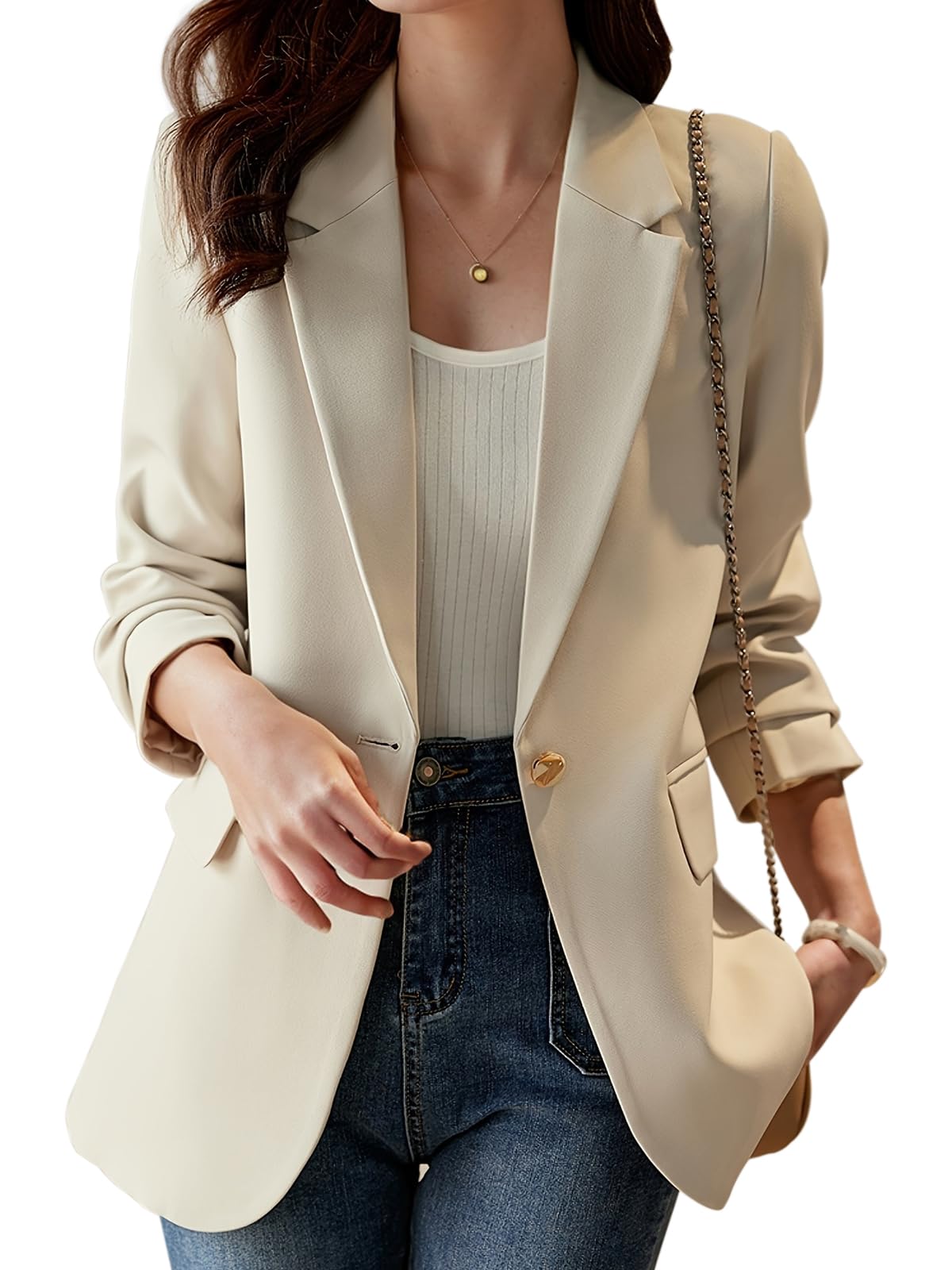 Casual Blazers for Women Split Design at The Back Long Sleeve
