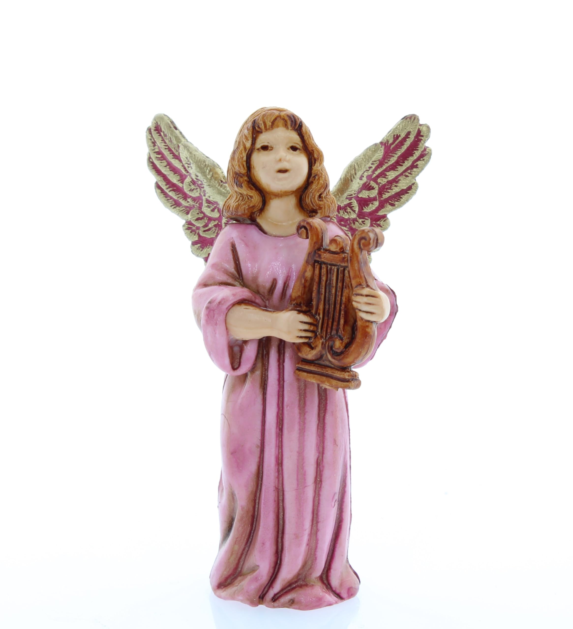 Moranduzzo Multi-Coloured Angel With Lyre For Nativity Scene Of 4 Inch Scale 1:16 - Unbreakable Nativity Figures - 18Th Century Style, Hand-Finished Painting, Official Product, Made In Italy, Sculptor M. Landi