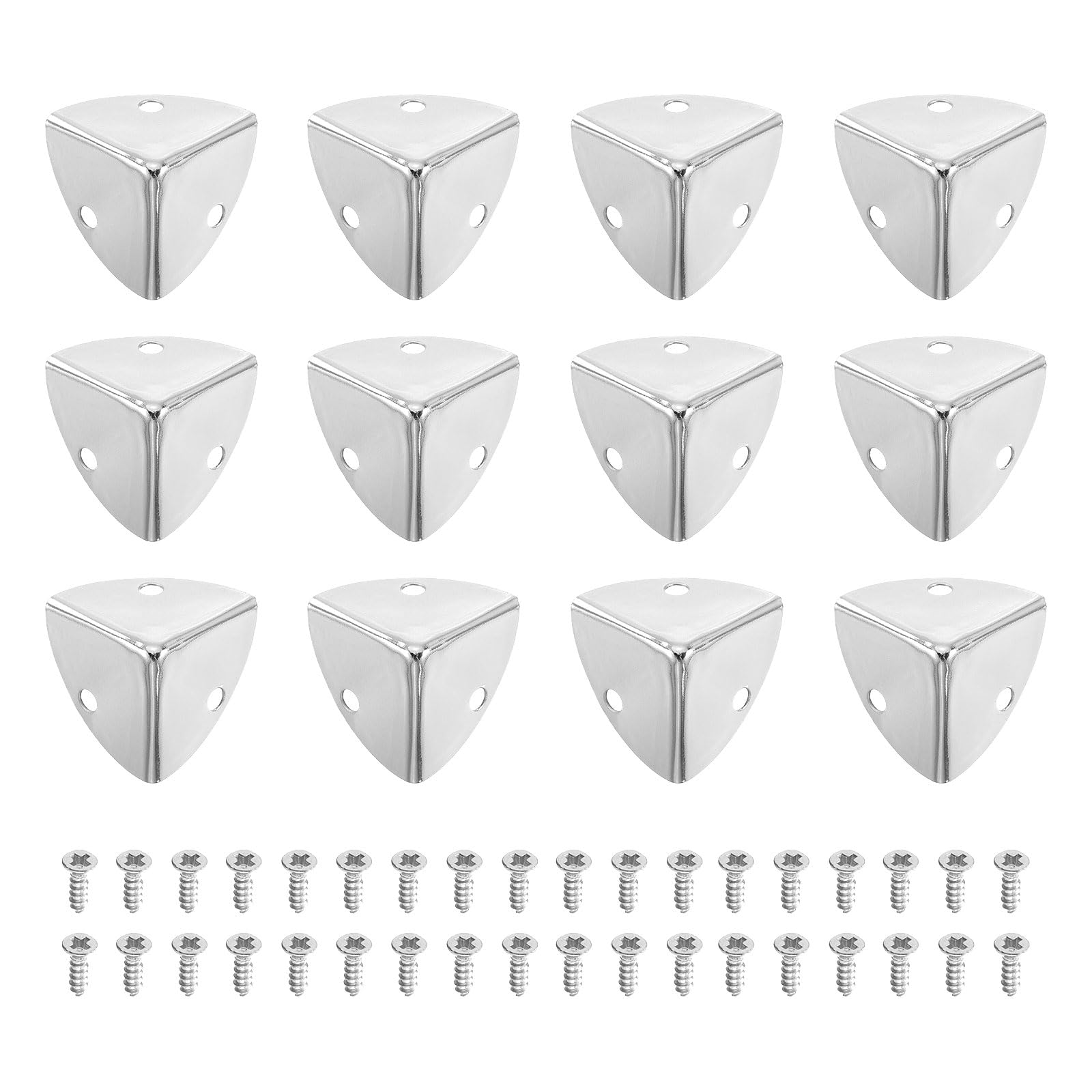 sourcing map 12 Pcs Metal Edge Guard, 23mm Decorative Box Corner Cover, Furniture Corner Edges Protector with Mounting Screws, Silver