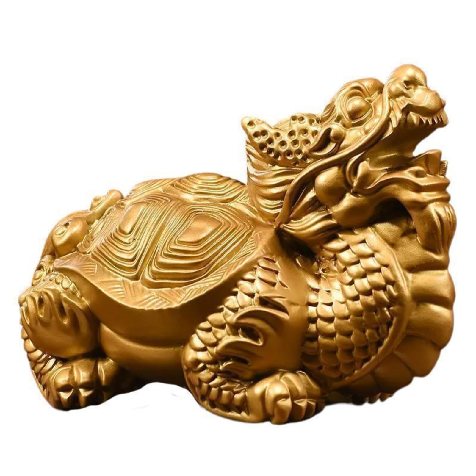 Tortue dragon en bois doré Feng Shui de 15 cm, le cadeau idéal de pendaison