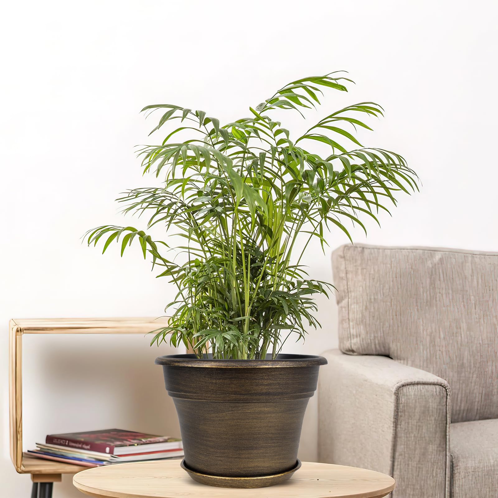 T4U 25 cm (10 Pollici) Vasi Sospesi, Vasi da Parete per Piante da Interno, Vasi Appendere Bianchi con Foro di Drenaggio, Design a Righe Verticali, per Amanti delle Piante, Balcone e Casa
