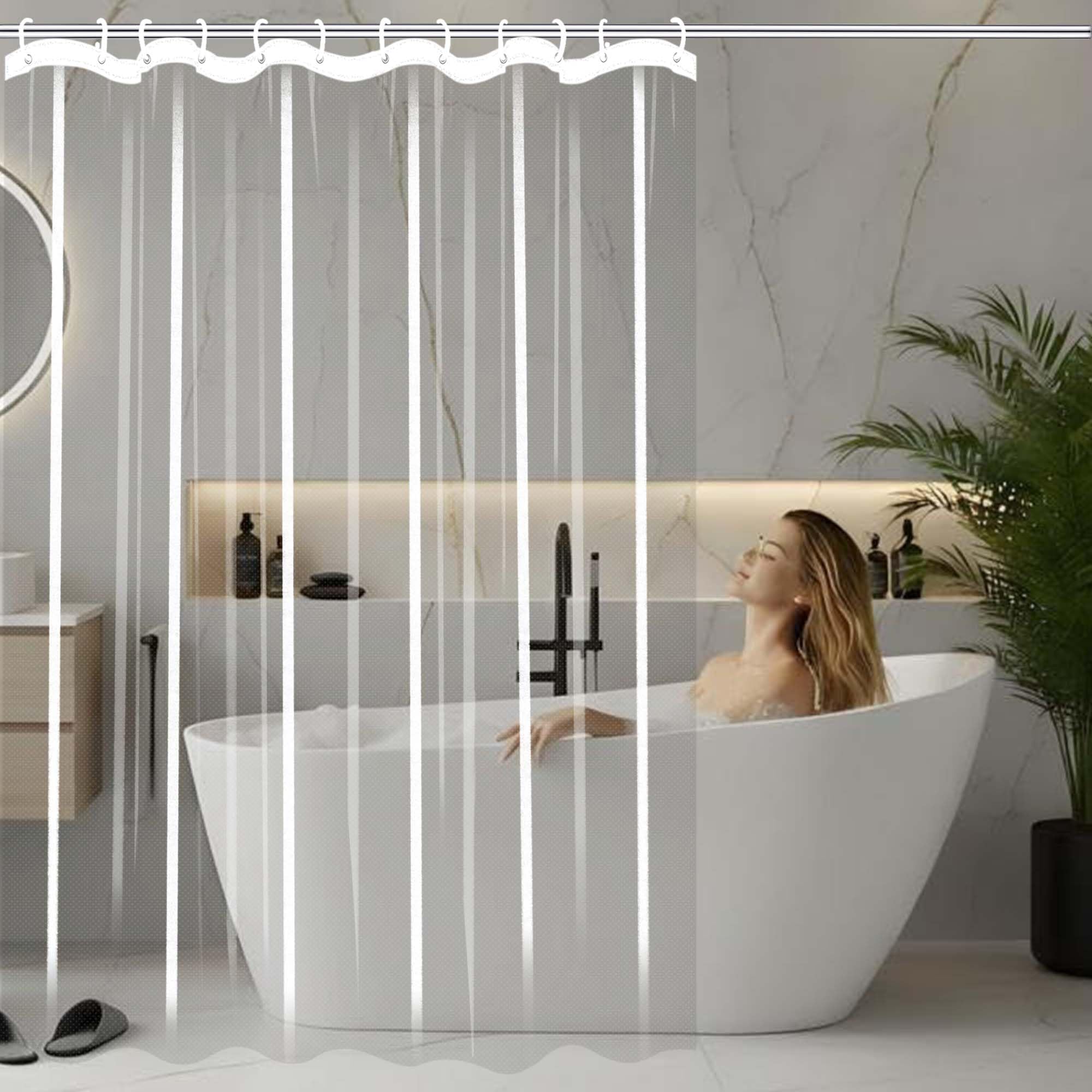 Rideaux de baignoire transparents de 295 x 165 cm pour douche familiale à domicile