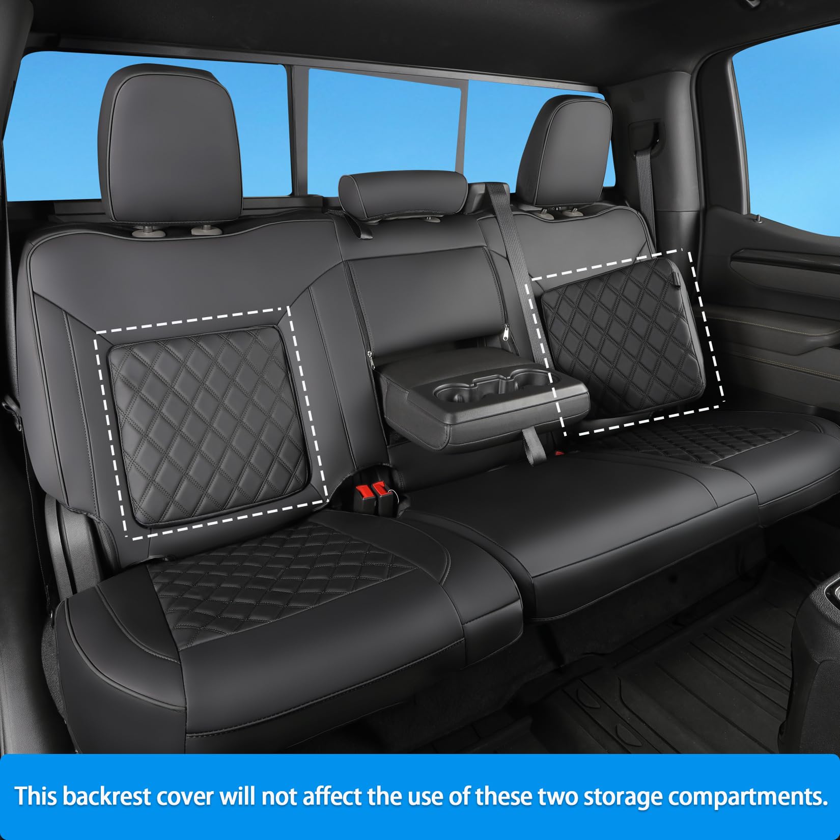 TANDI Fit for Silverado & GMC Sierra Seat Covers with Faux Leather for 2019 2020 2021 2022 2023 2024 2025 Chevy Silverado & GMC Sierra 1500 & 2020-2025 2500HD 3500HD (Black with Black, Full Set (SG-A)