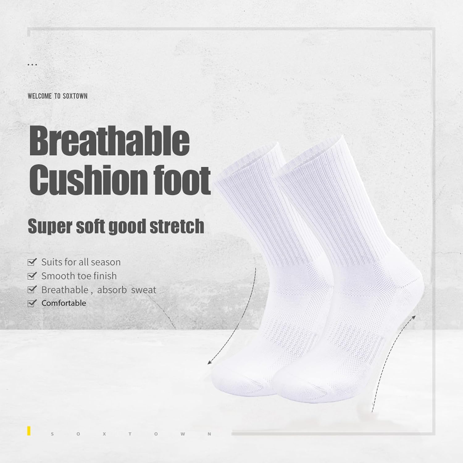 SOX TOWN Performance Crew Socks: Unisex Cushioned Comfort for Active Lifestyles