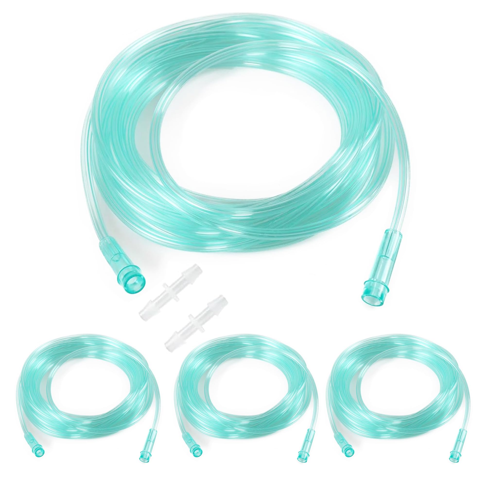 3 Pack Oxygen Tubing, 16.4 ft，Green Crush Resistant with Connectors