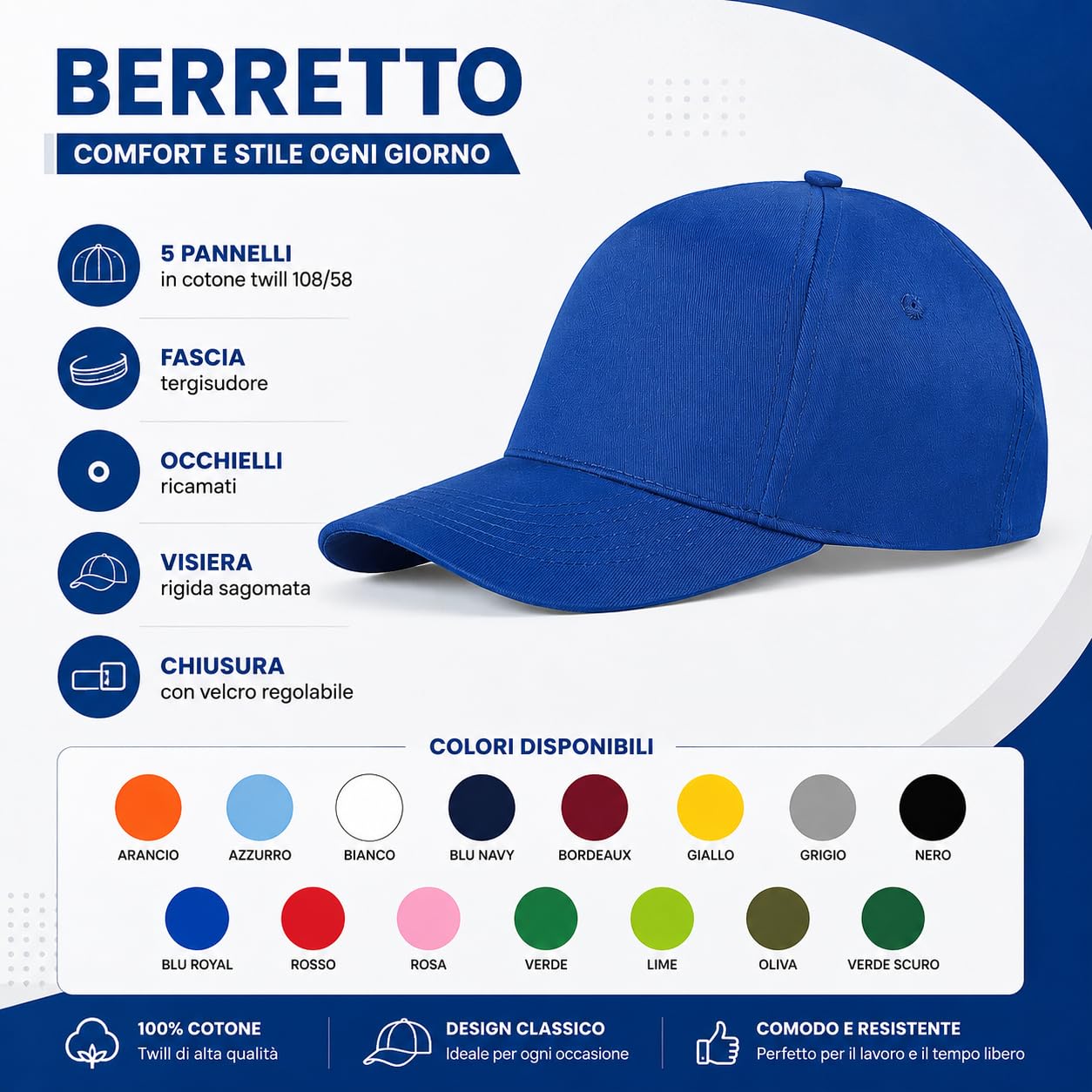 Stock da 10 Cappellini Personalizzati con Logo Gadget Personalizzabili Promozionali con Stampa per Eventi, Gite, Fiere, Aziendali Berretti Pubblicitari da Uomo e Donna Stampati con Visiera