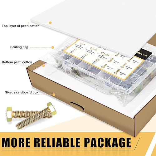 Miniatura 4 de Siptenk Juego surtido de 264 piezas M6 M8 M10 de alta resistencia de tornillos y tuercas de grado 8.8 métrico, surtido, tornillos de cabeza
