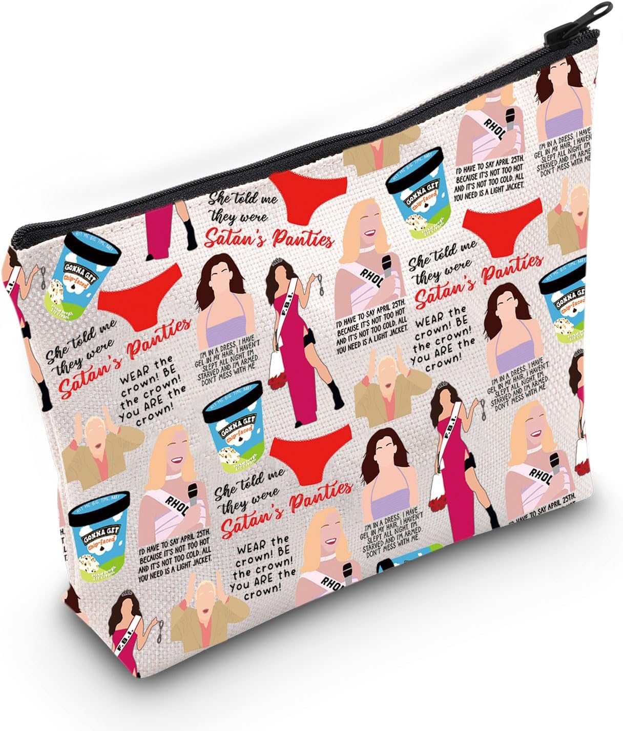 MEIKIUP Congeniality Movie Inspired Gift Comedy Movie Lover Makeup Bag The Perfect Date April 25th Quote Makeup Bag (Miss bag)
