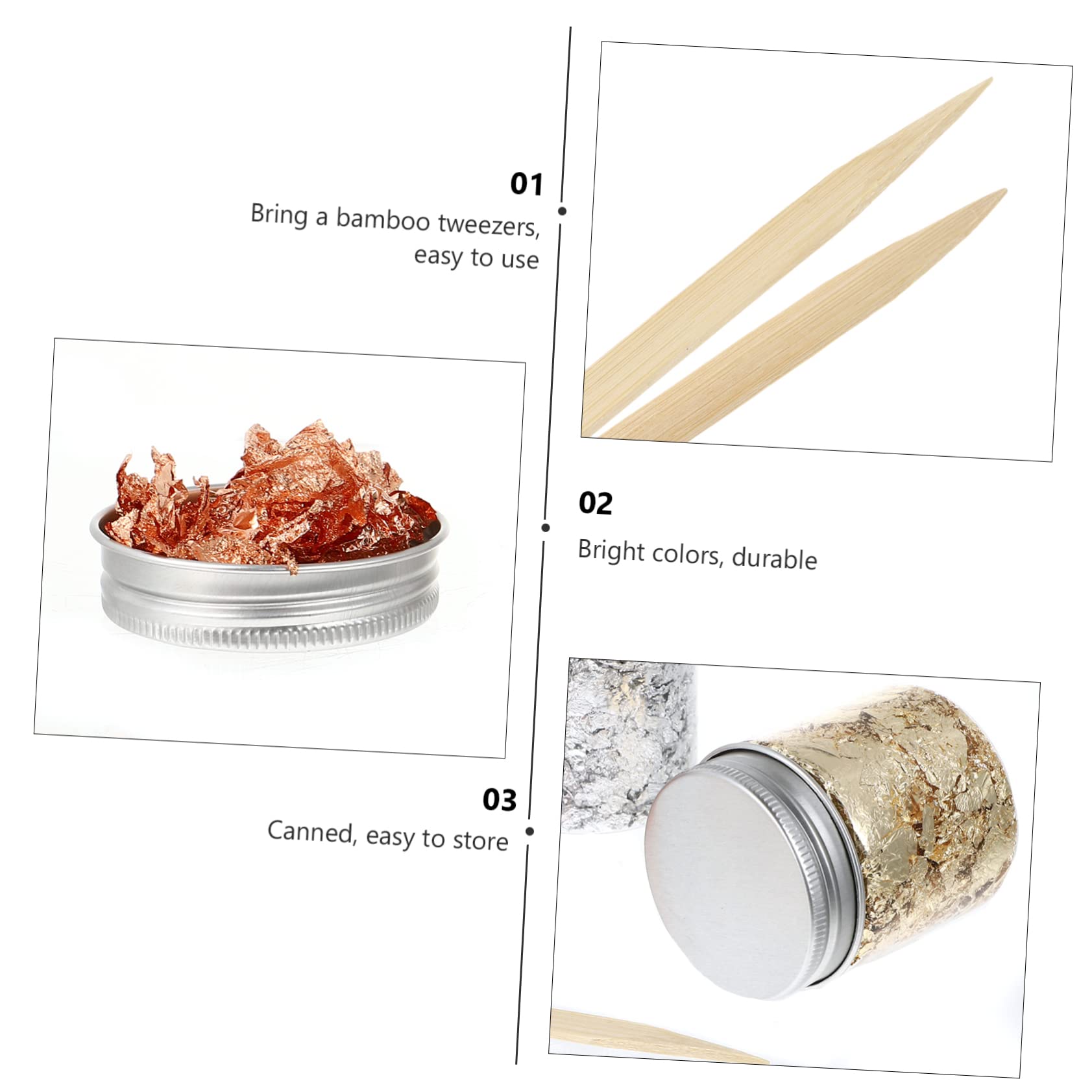 2 Juegos Papeles de Foil para Decoración de Uñas Accesorios de Manicura con Pinzas de Bambú para Diy y Salones de Manicura
