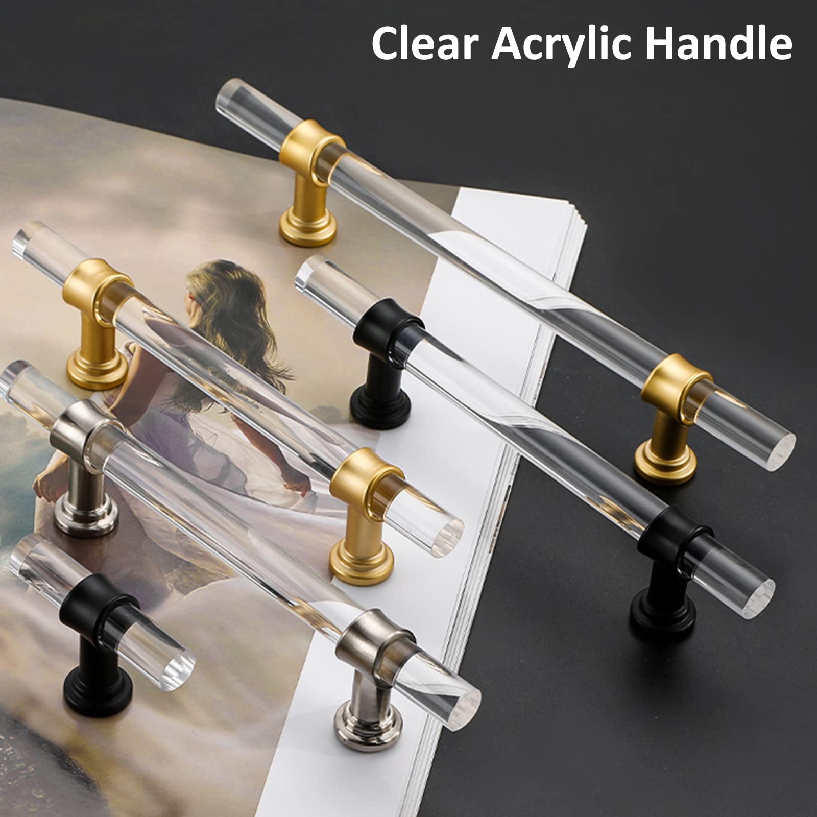 HAPPLiGNLY Sliding Shower Door Handle Double Sided,Clear Acrylic Entry Door Pull Handle for Barn Door/Front Door/Glass Door/Patio Door,Home Office Interior Exterior Gate Handles