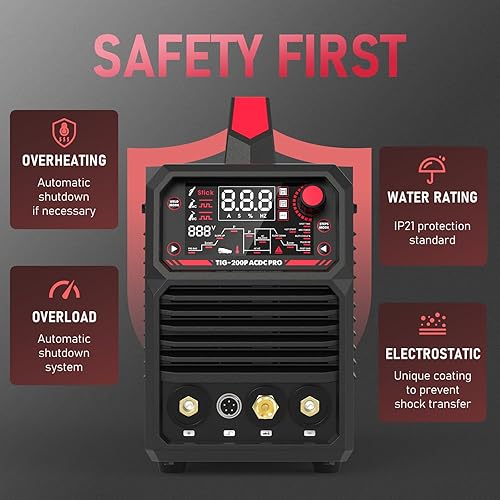 Miniatura 8 de YESWELDER - Soldador TIG-205DS HF TIGStickArc de 205 amperios, 110 y 220 V de doble voltaje, TIG con pedal de pie