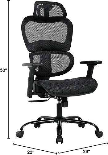 Miniatura 8 de Silla ergonómica de oficina en casa, silla de escritorio de malla, silla de computadora con brazos 3D, soporte lumbar, silla giratoria para hombres