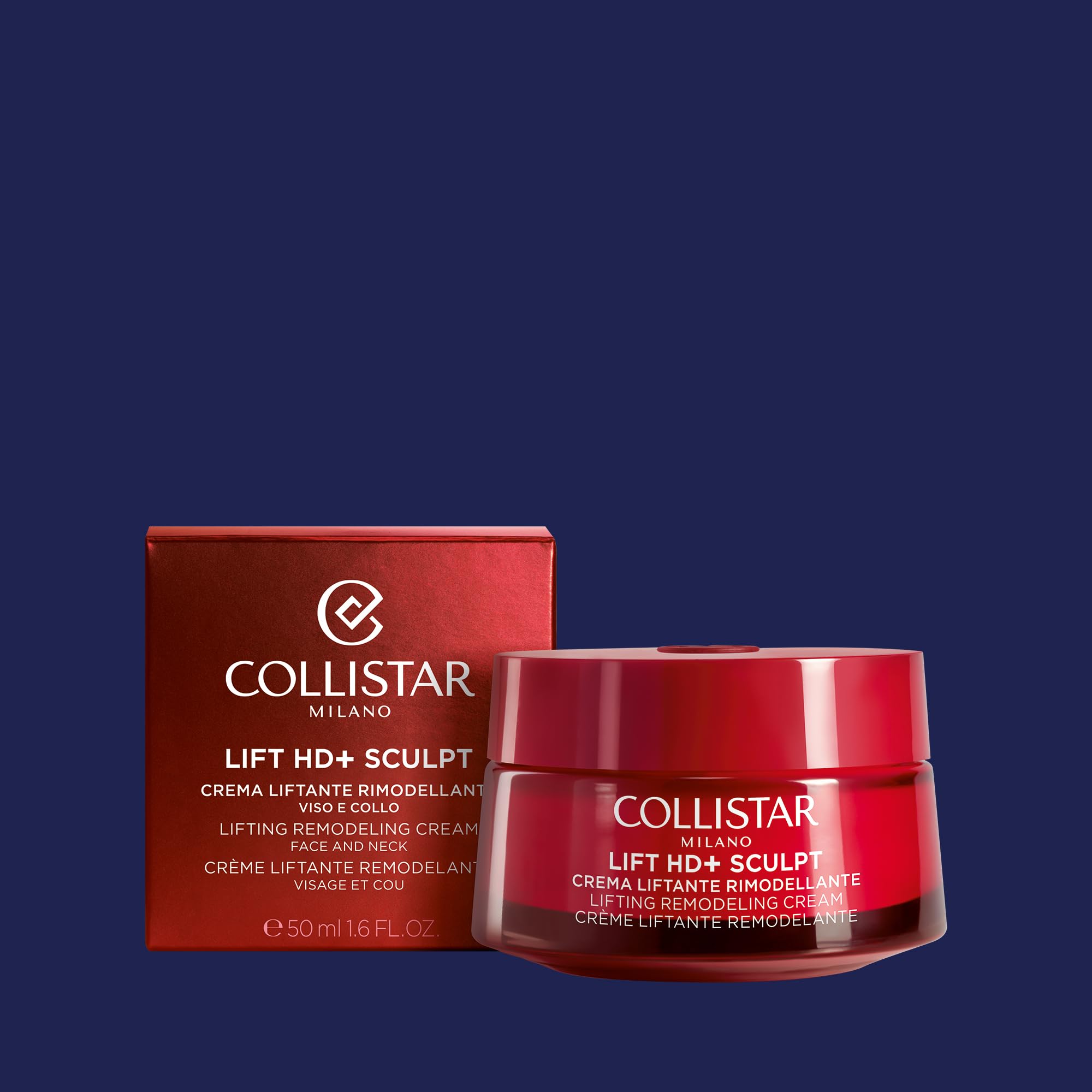Collistar Lift HD+ Sculpt Lifting Crem, krem do twarzy i szyi, natychmiastowy efekt liftingu bez silikonów, odporny na pot, również do skóry wrażliwej, 50 ml