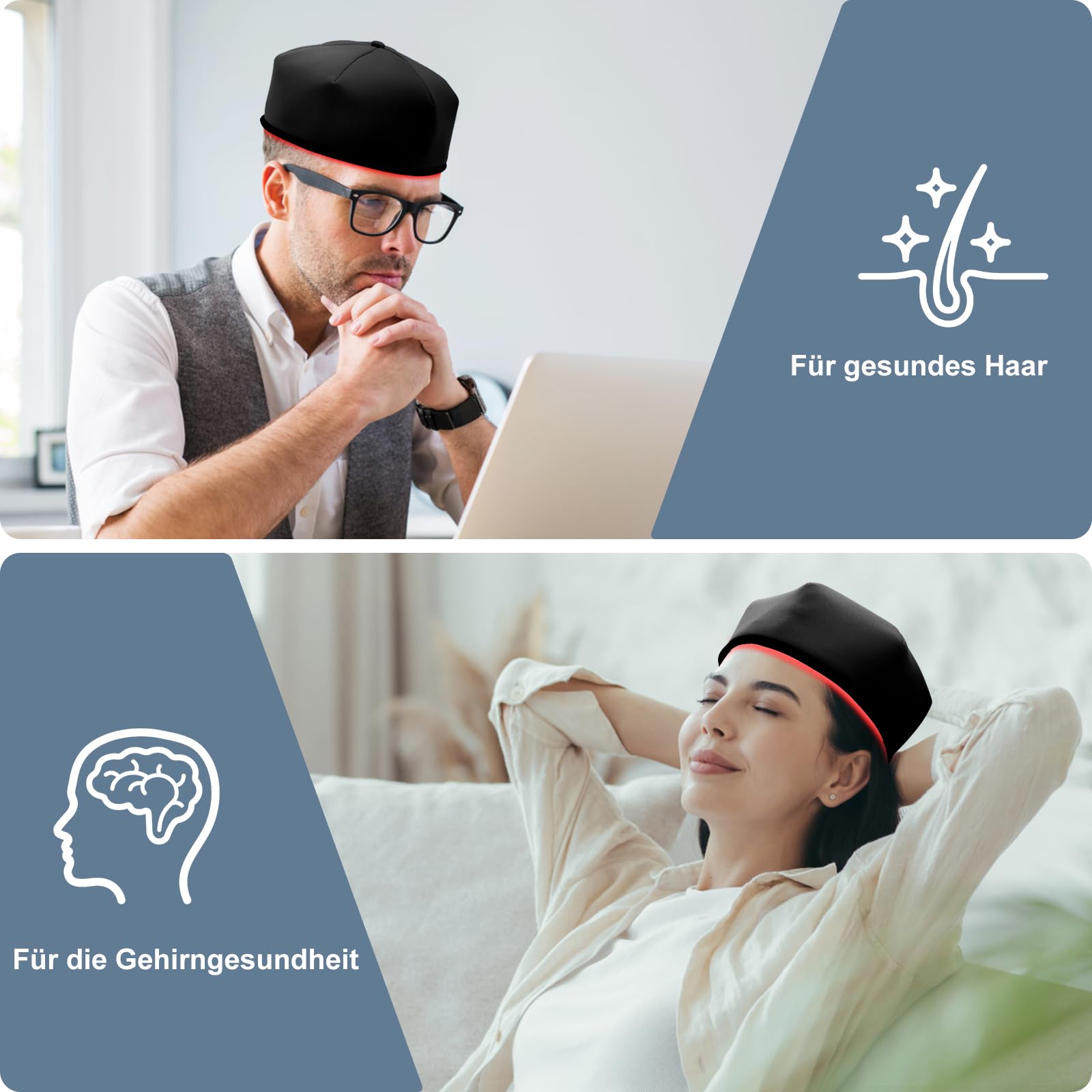 120 LEDs 660nm & 830nm Rotlicht Therapie Kappe Nahinfrarotlicht Haarwachstumsgerät Entspannung der Kopfhaut und Linderung Haarausfall behandlung bei dünner werdendem Haar