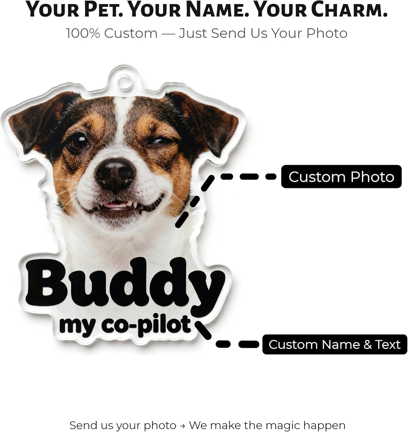 Custom Pet Photo Phone Charm Wrist Strap Personalized Beaded Crystal Gift for Dog Cat Mom