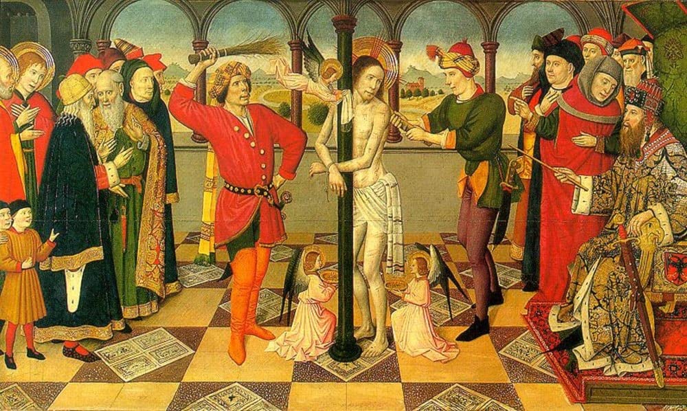 Tableau la Flagellation du Christ Jaume Huguet poster mural