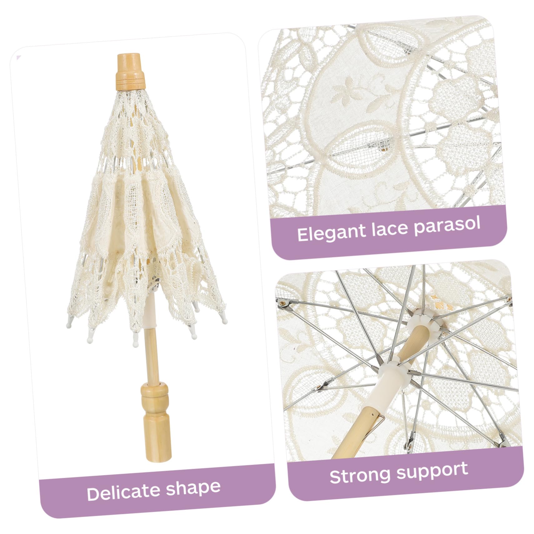 LIFKOME Lot de 15 Parapluies De Mariage en Dentelle Blanche pour Mariée Voile De Mariée Décoratif pour La Photographie