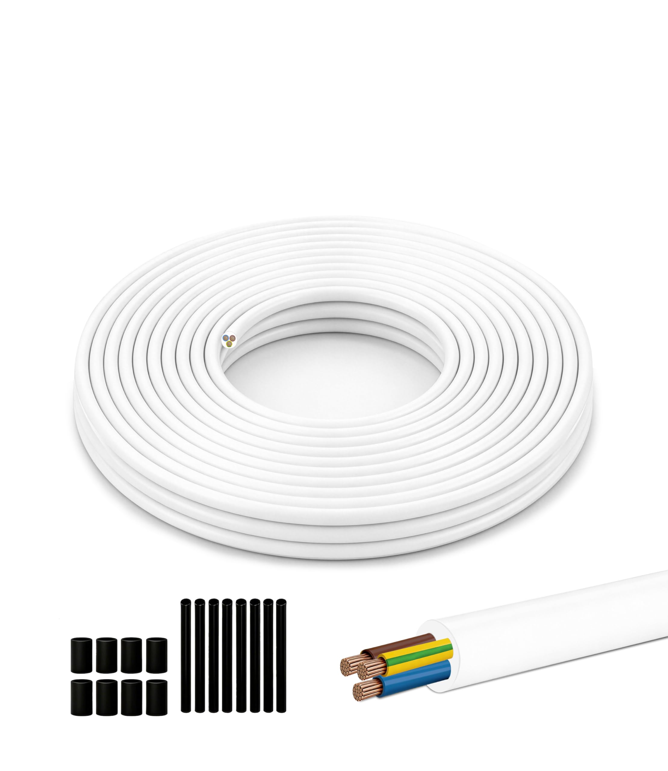Kabel elektryczny H05VV-F 3x2,5mm² 10M - Elastyczny wielożyłowy miedziany - Izolacja PVC 300/500V - do narzędzi i instalacji elektrycznych do domu/warsztatu