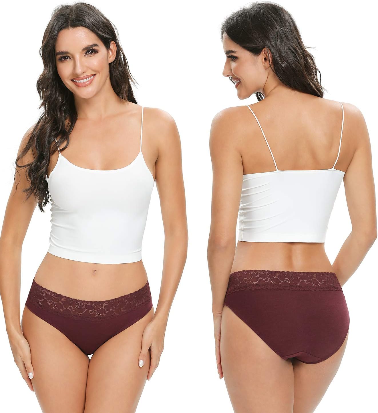 Women’s Underwear Cotton Panties for Women, Soft Ladies Lace Trim Underwear High Waisted Briefs 6 pack - Image 2