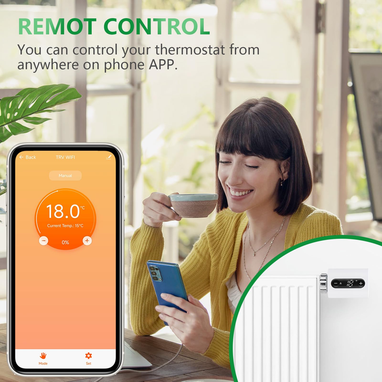 Wengart WIFI Radiator Thermostat WG360,2.4GHz Tuya APP Radiator Valve,Programmable TRV for Multi-Room Temperature Control - Image 3
