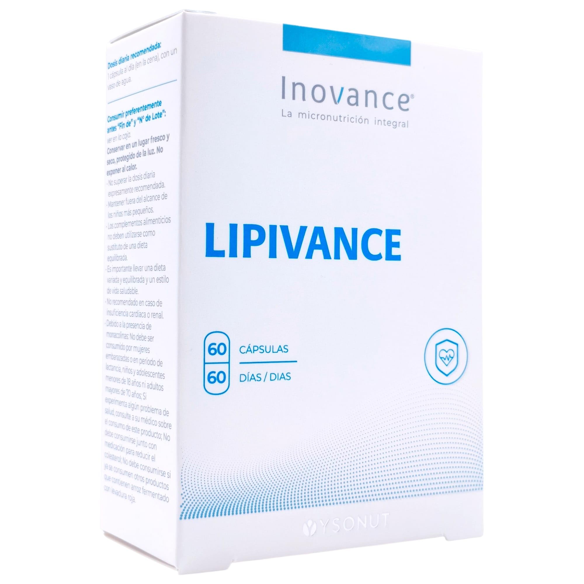 Inovance Lipivance 60 Comprimidos - Suplemento para el Control del Colesterol - Con Levadura Roja de Arroz, Olivo y Coenzima Q10 - Apoyo Cardiovascular y Perfil Lipídico