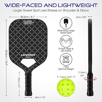 Amazon | Levusu ピックルボールパドル 20mm グラファイト T700