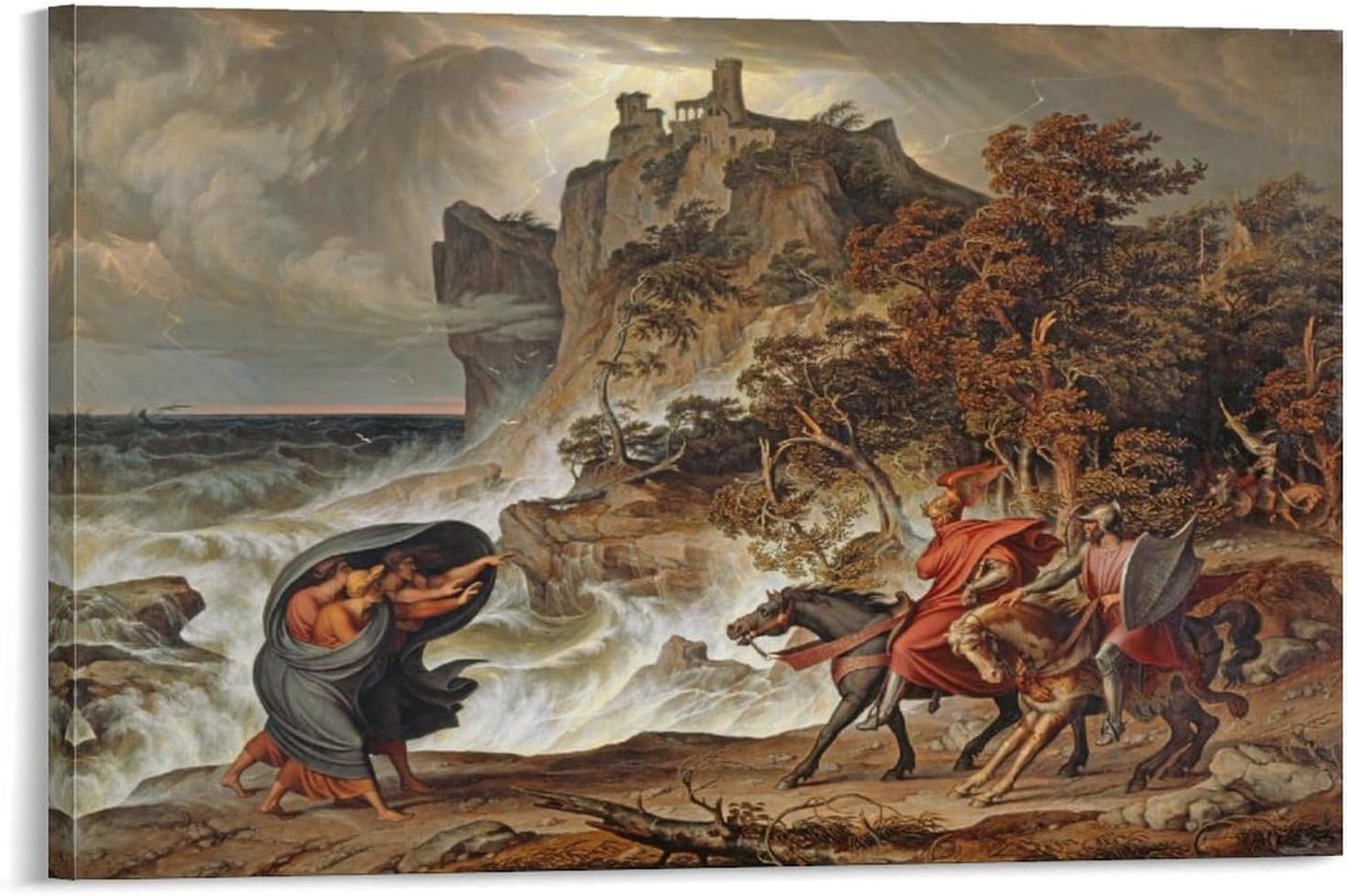 Religious Art Painting Macbeth And The Witches By Joseph Koch Myths Poster Canvas Wall Art Posters For Room Aesthetics And Decor08x12inch(20x30cm)