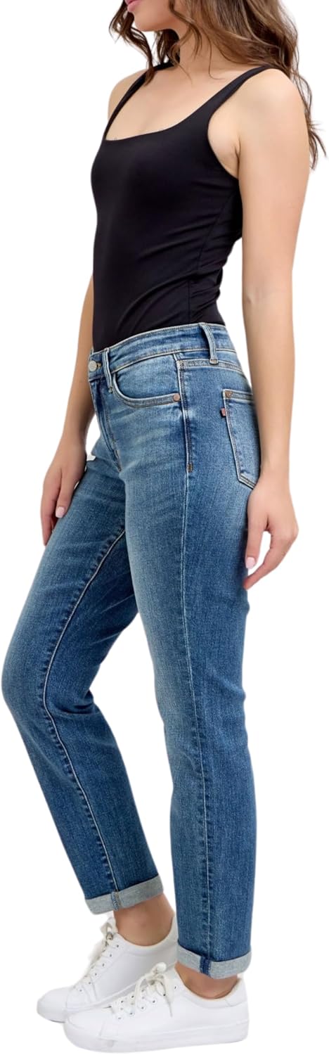 Judy Blue Women's Classic Mid Rise Vintage Wash Boyrfriend Jeans - Image 3