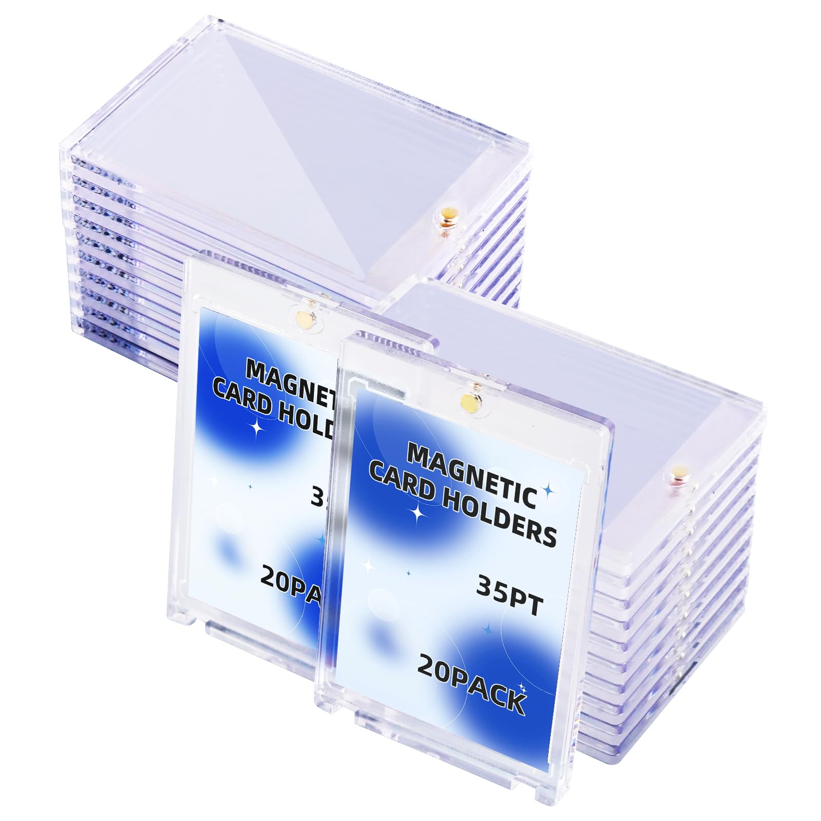 Tarjeteros magnéticos acrílicos de 20 unidades de 35 puntos, protectores transparentes para tarjetas de intercambio para deportes, MTG, béisbol y tarjetas de juego coleccionables (20)