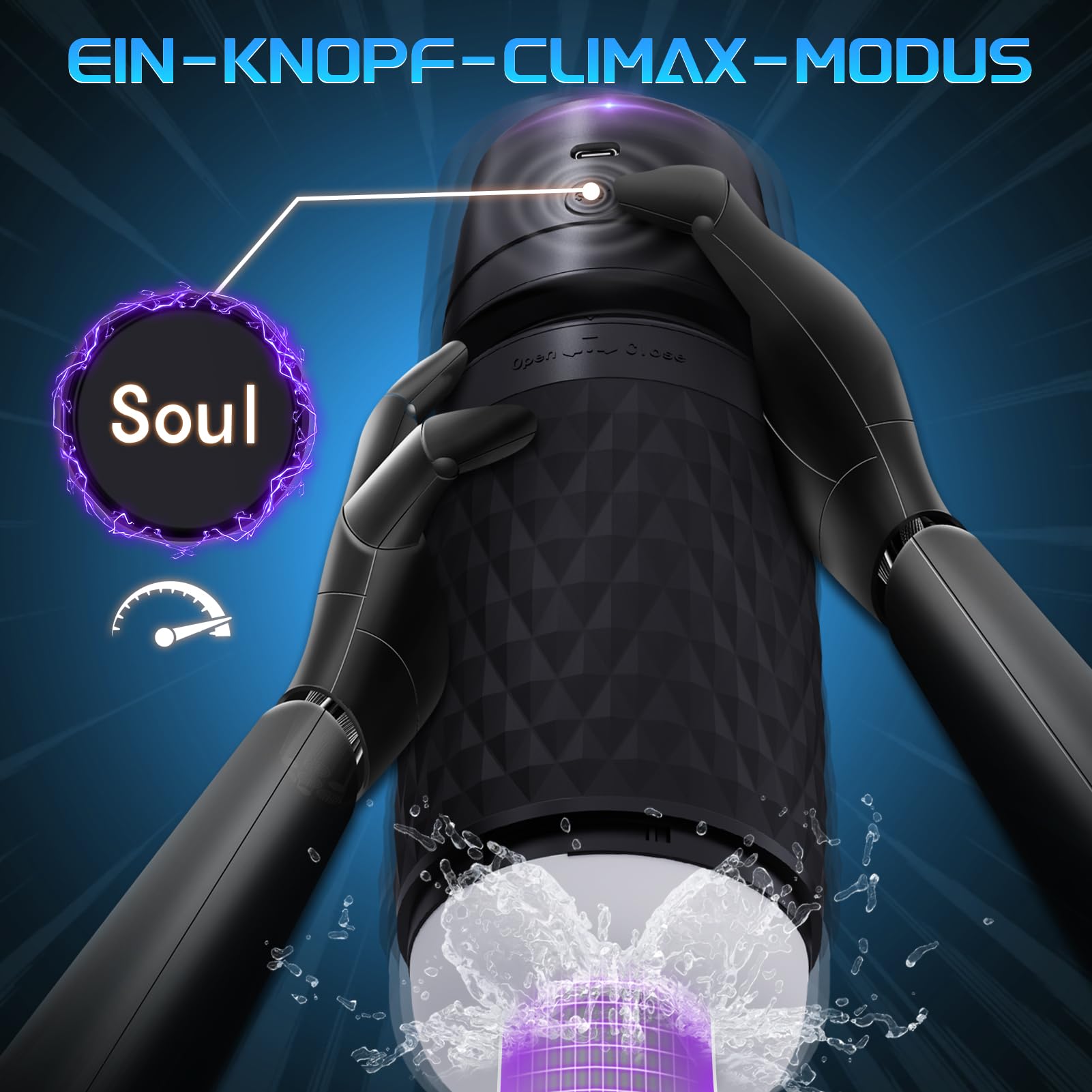 Masturbtore Per Uomini Automatico Vibratore Sex Toys, 3D Realistico Succhia Spinta Vibratoreper Uomo Masturbatore Maschile, Sex Machine Giochi Masturazione Realistico (Nero)