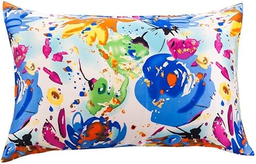 Miniatura 3 de Tim & Tina Fundas de almohada de satén de seda de lujo de morera 100% pura, con cierre de cremallera, fundas de almohada decorativas de viaje (20 x