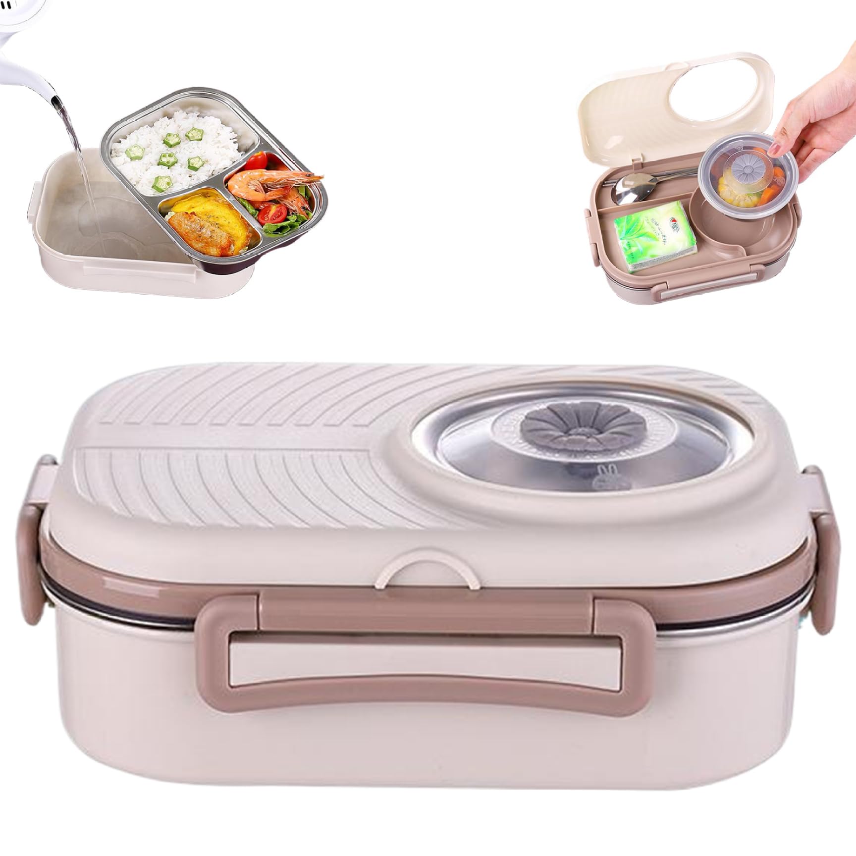 Boîte à lunch en acier inoxydable étanche sans BPA avec compartiments et bol