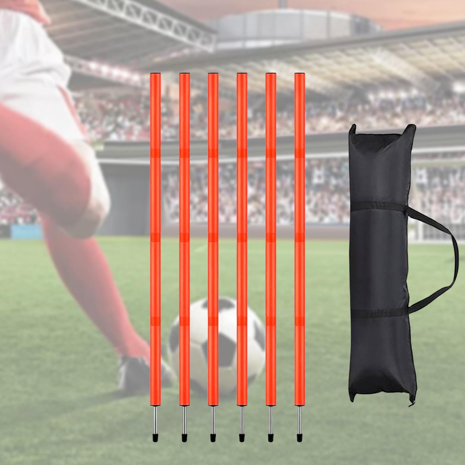 6 Postes de Agilidad para fútbol de 150 cm, multifuncionales y prácticos, con Bolsa de Transporte, para Entrenamiento de Agilidad y Accesorios de