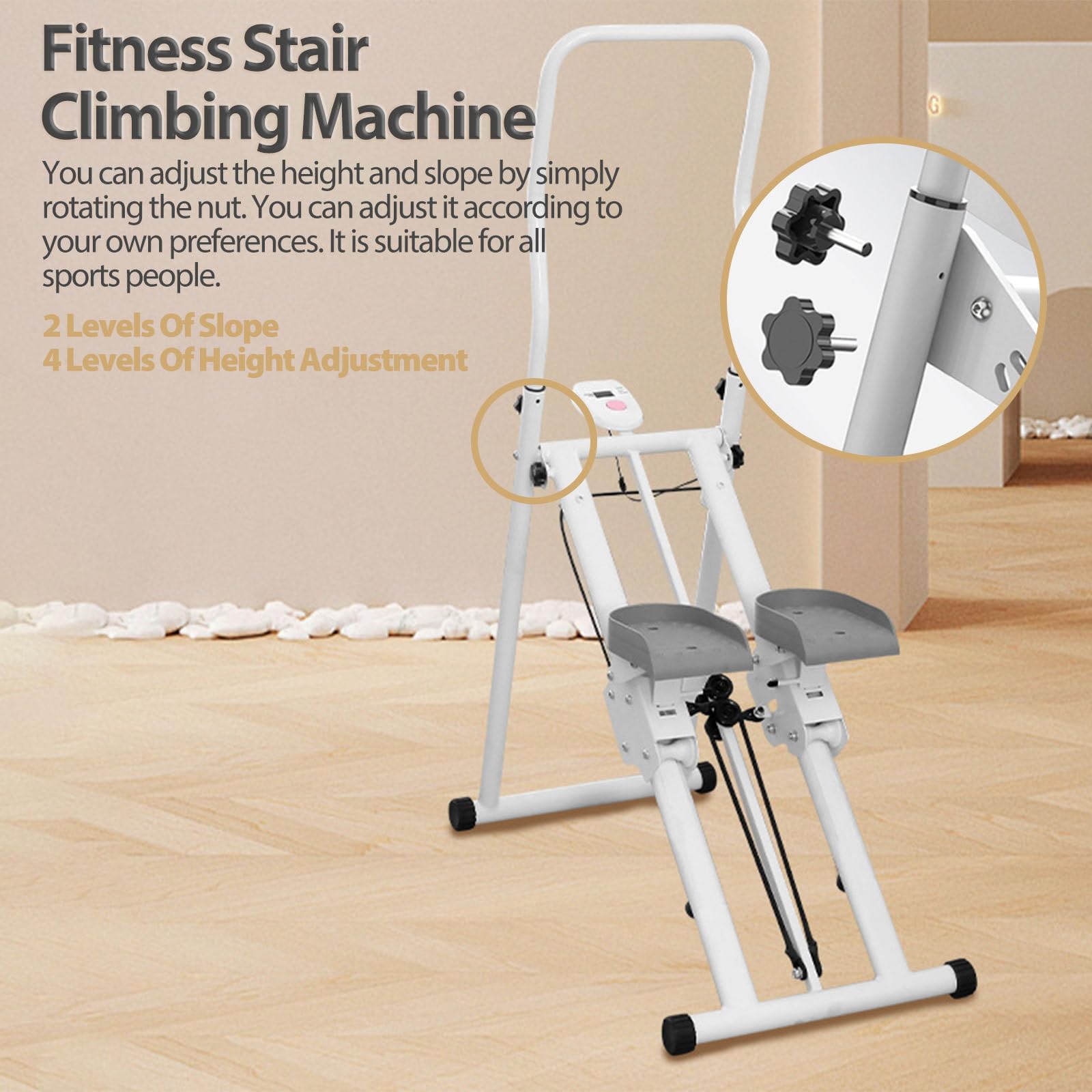 Macchina per scalatore Verticale, Macchina per scalatori Stepper con LCD, Passo Fitness per Uomini e Donne Allenamento Cardio per Tutto Il Corpo della