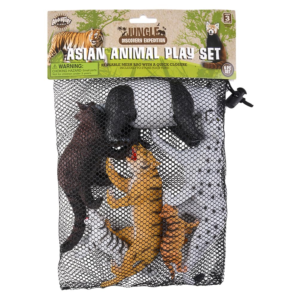 Rhode Island Novelty Assortimento di 6 sacchetti a rete con animali asiatici