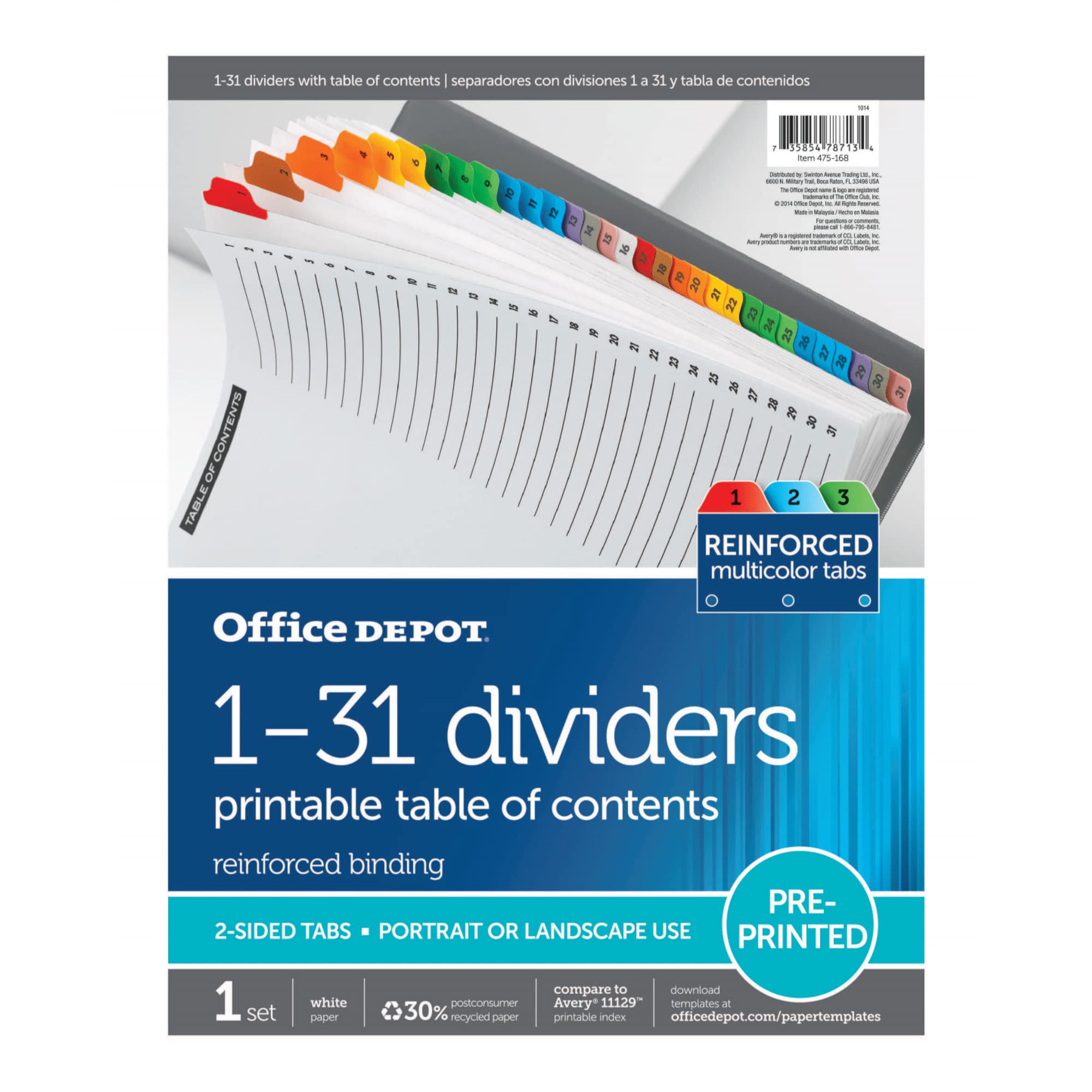 Amazon.com : Office Depot Table of Contents Customizable