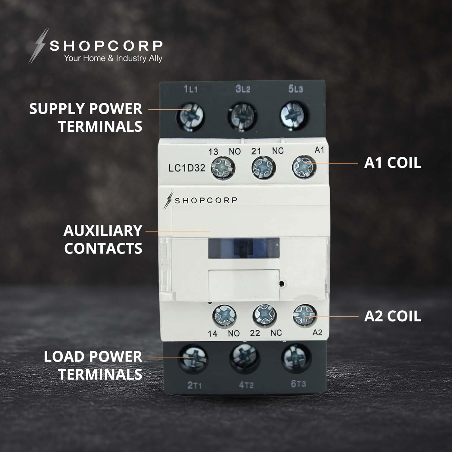 AC Contactor: for AC, Condenser Compressors, HVAC, Lighting UL 3-Pole, 1NO/1NC, Base for Din Rail, 110-120V Replaces Virtually All Residential Model